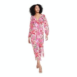 Siena Women's Floral-Print Cutout Midi Dress Pink Multicolor‎ Sizes 6, 10